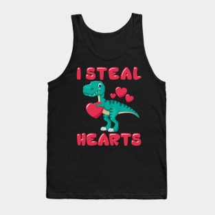 Kids Valentines Day I Steal Hearts Trex Lovers Tank Top